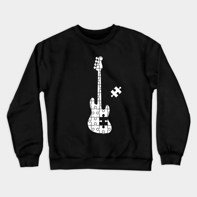 Puzzle Bass Guitar Silhouette Crewneck Sweatshirt by nightsworthy